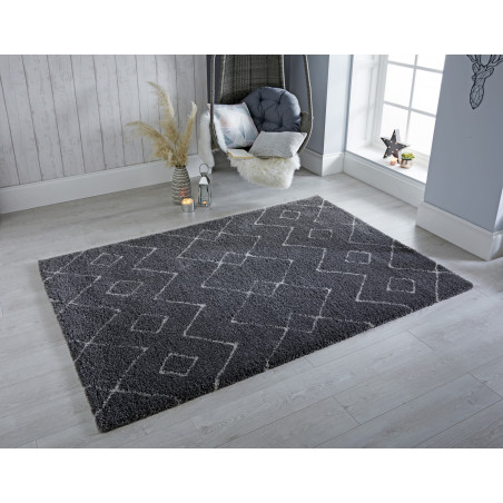 Tapis Design Dakari Imari gris et blanc - Tapis Chic