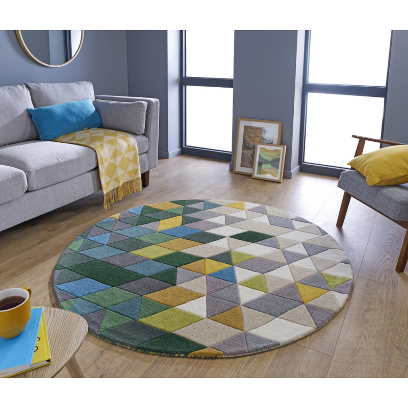 Tapis coloré Rond en pure Laine Multicolore Prism par ...