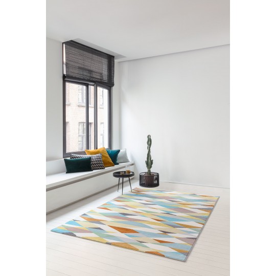  Tapis  moderne  Fulu polyester dessin  losanges multicolore 