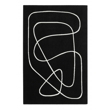 Tapis noir et blanc rectangulaire Artisan 