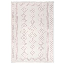 Tapis de bureau tissé en coton recyclé Caledon Rose et Gris - Tapis Chic