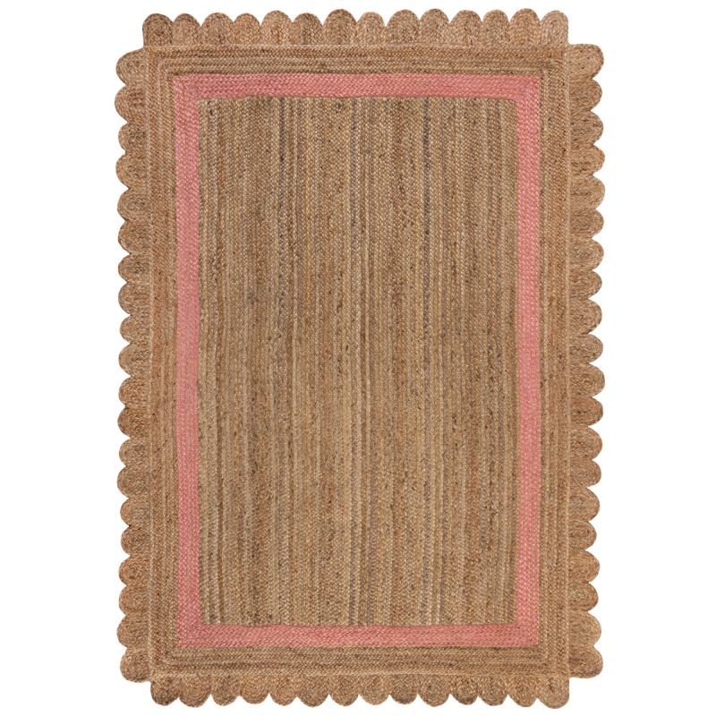 Tapis de salon en jute forme originale Grace naturel Rose