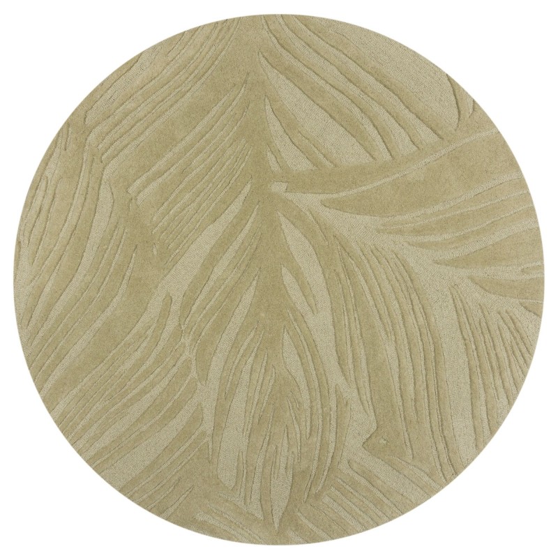 Tapis rond de salon à reliefs en laine Lino Leaf Sauge