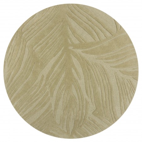 Tapis rond de salon à reliefs en laine Lino Leaf Sauge