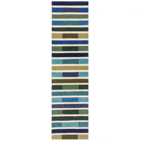 Tapis de salon géométrique pure laine Piano vert multicolore