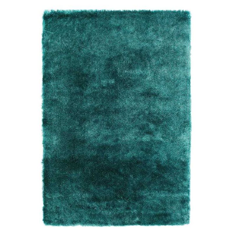 Tapis shaggy épais et brillant en Polyester Batignolles vert canard