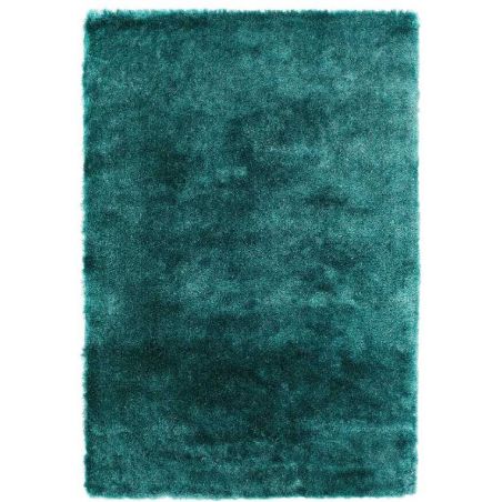 Tapis shaggy épais et brillant en Polyester Batignolles vert canard