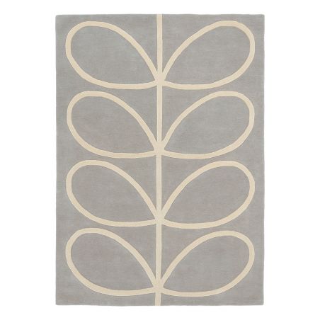 Tapis en laine bleu clair motif feuille blanc Giant Linear Stem