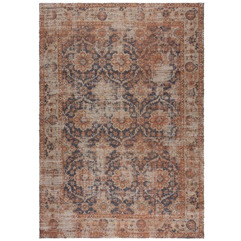 Tapis en jute naturel motifs traditionnels multicolores Miley