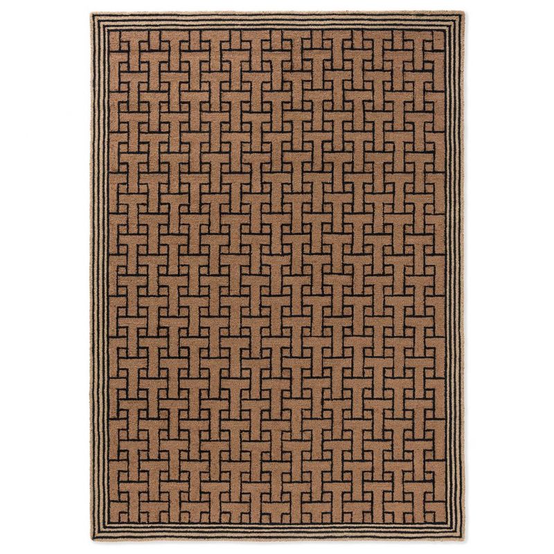 Tapis indoor/outdoor 100% PET Monogram Light Brown