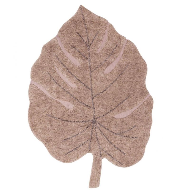 Tapis Feuille Monstera rose nude en Coton