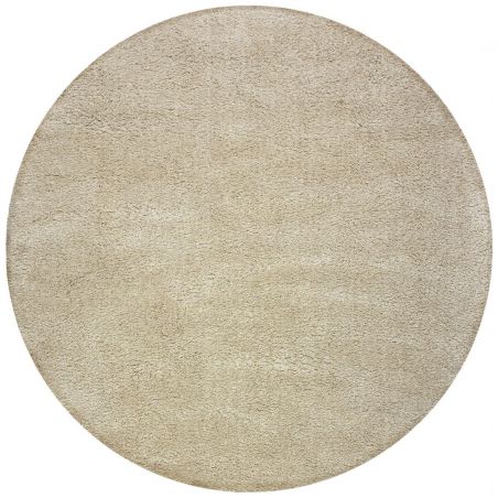 Tapis rond en polyester recyclé beige Snuggle Fluffy