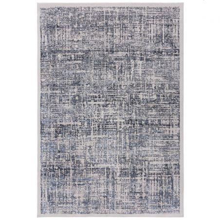 Tapis de salon en fibre synthétique bleu Trace