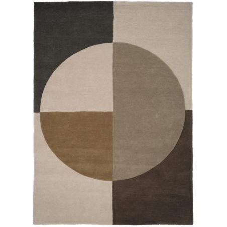 Tapis de salon en laine beige, gris, vert Olive Radiality