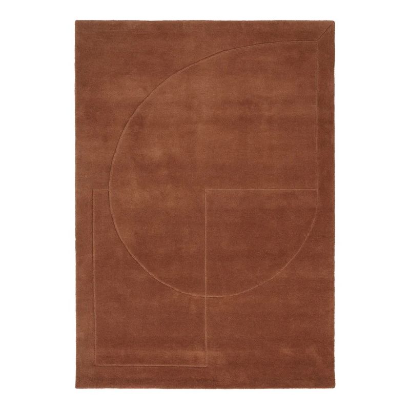 Tapis de salon en relief terracotta Lineal Poem