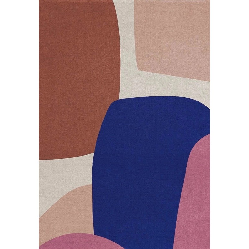 Tapis de salon laine bleu terracotta rose Lake