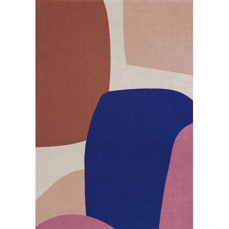 Tapis de salon laine bleu terracotta rose Lake