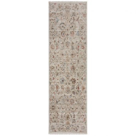 Tapis de salon fleurs beiges Elodie couloir runner