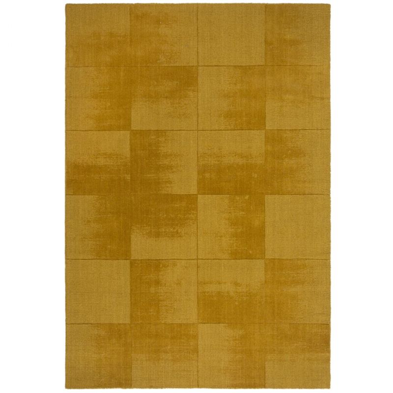 Tapis effet relief en laine jaune Ombre