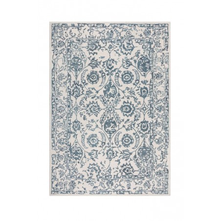 Tapis en laine ivoire et bleu Yasmin