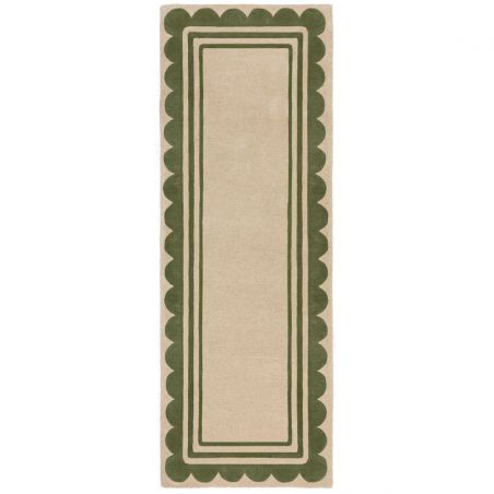 Tapis en laine vert Lois couloir