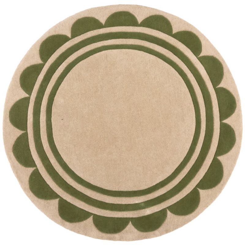 Tapis en laine vert Lois rond