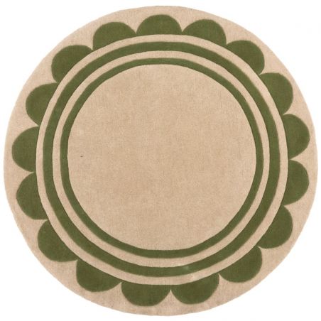 Tapis en laine vert Lois rond