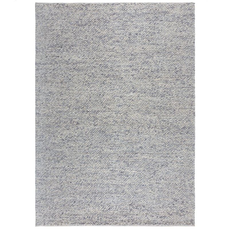 Tapis en laine effet bulles bleu chiné Minerals