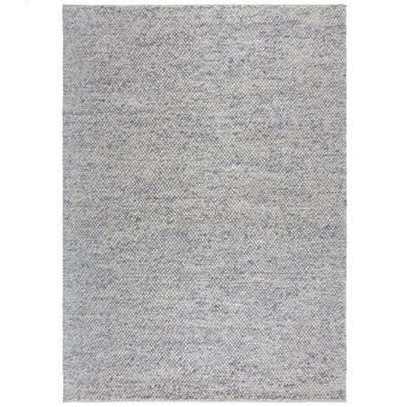 Tapis en laine effet bulles bleu chiné Minerals