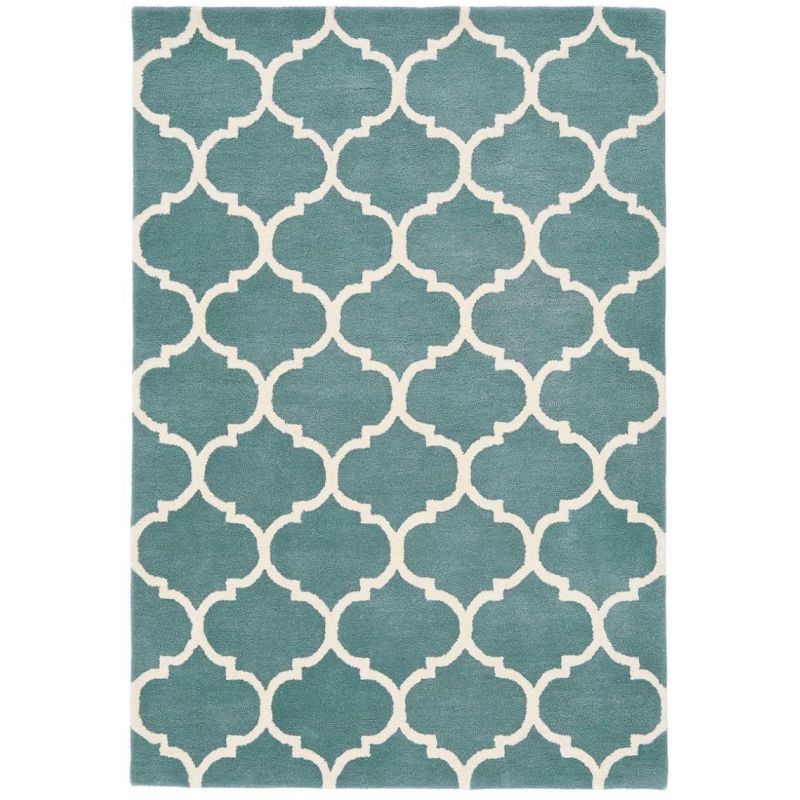 Tapis contemporain Picpus bleu vert céladon