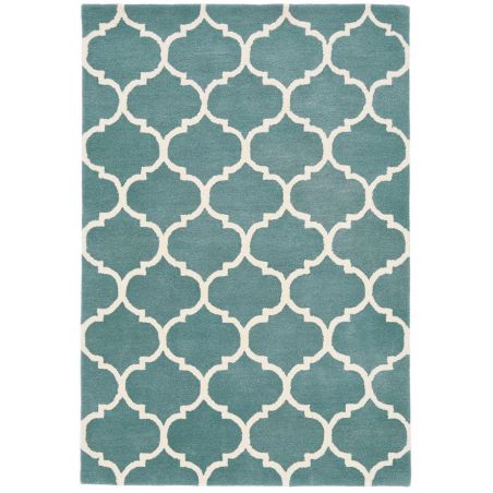 Tapis contemporain Picpus bleu vert céladon