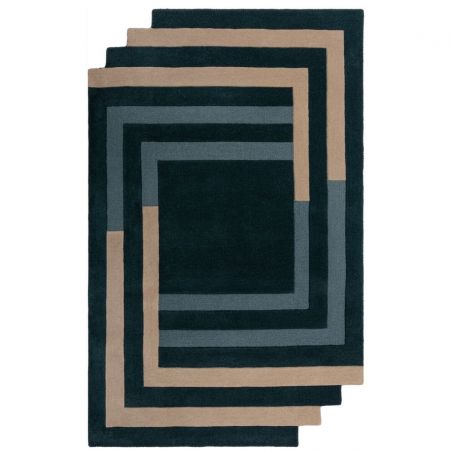 Tapis en laine forme originale bleu Labyrinth