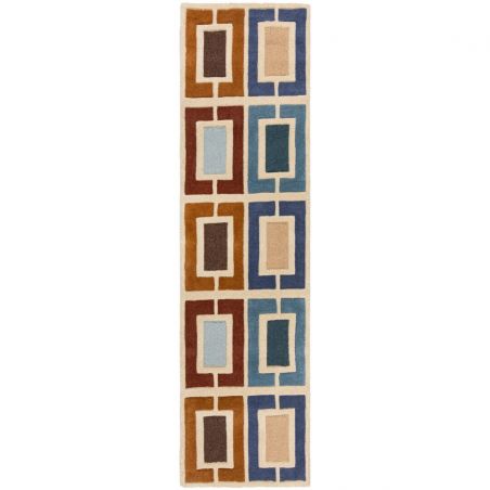 Tapis moderne bleu Retro Blocks couloir