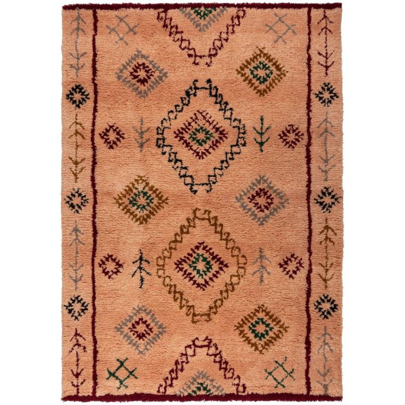 Tapis berbere epais en pure laine orange Sahara