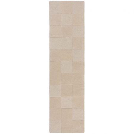 Tapis de couloir en laine moderne beige Checkerboard