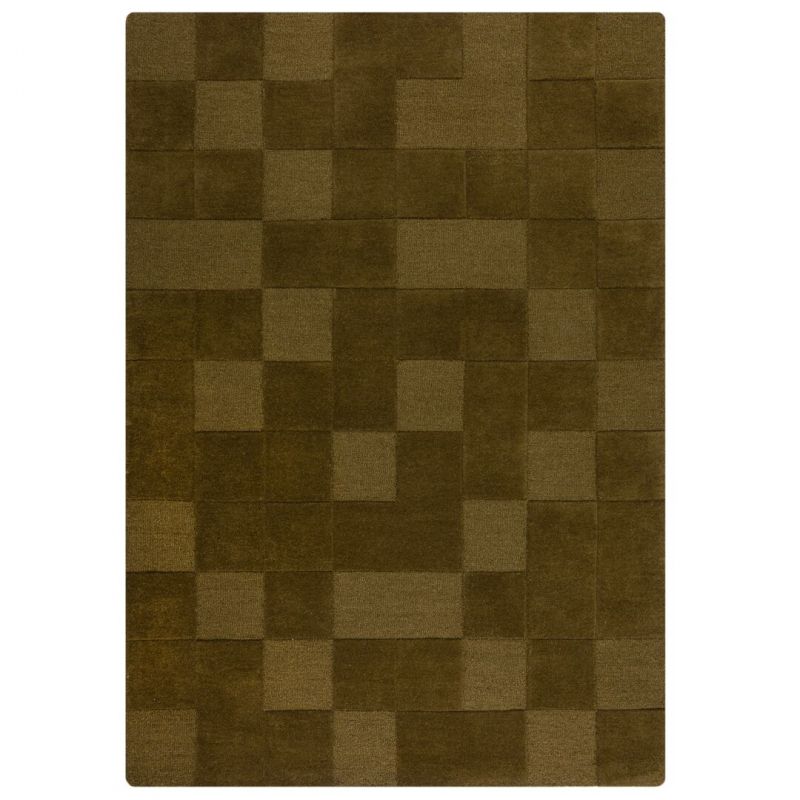 Tapis de salon en laine vert Checkerboard