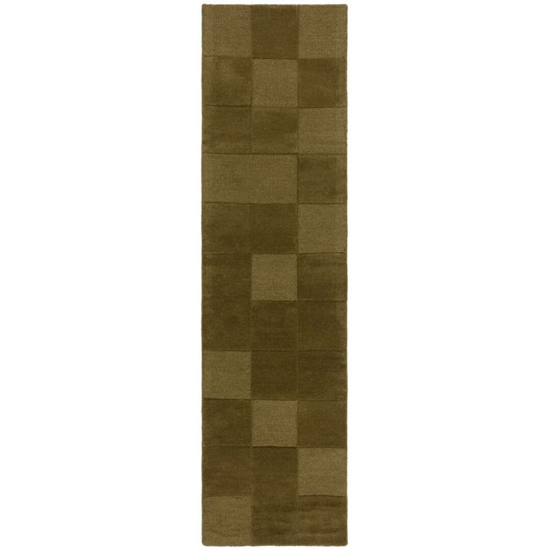 Tapis de couloir en laine vert Checkerboard