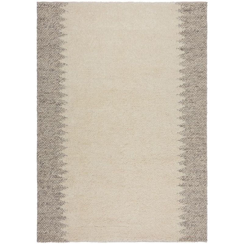 Tapis en laine effet relief beige Minerals Border