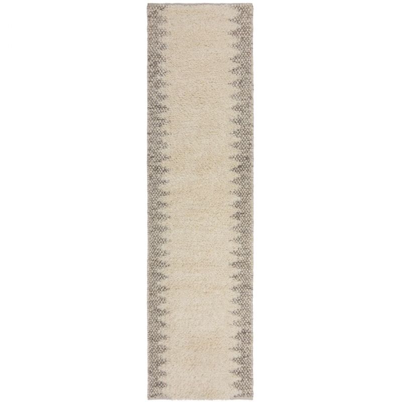 Tapis en laine effet relief beige Minerals Border couloir