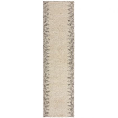 Tapis en laine effet relief beige Minerals Border couloir