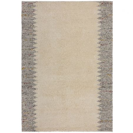 Tapis en laine effet relief gris Minerals Border