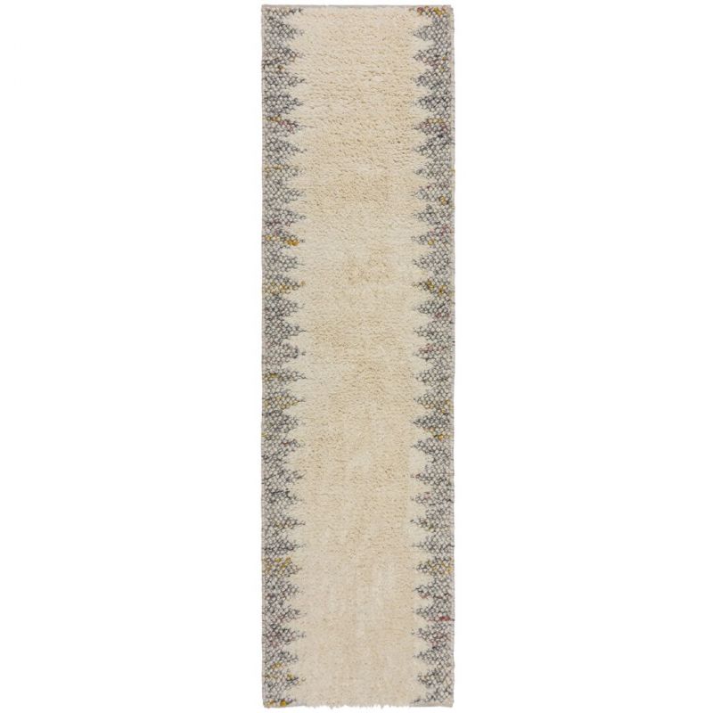 Tapis en laine effet relief gris Minerals Border runner