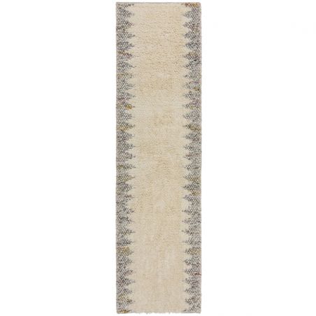 Tapis en laine effet relief gris Minerals Border runner