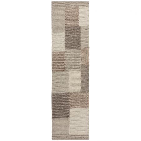 Tapis en laine beige Patchwork  RUNNER