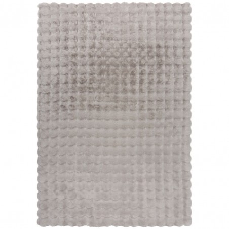 Tapis fausse fourrure effet gaufré gris Waffle