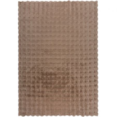 Tapis fausse fourrure effet gaufré marron Waffle