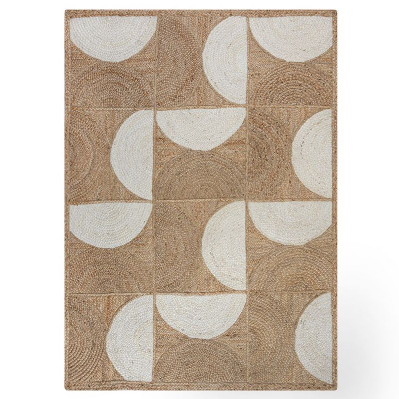 Tapis rectangulaire en jute motifs blanc Eclipse