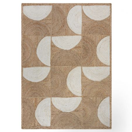 Tapis rectangulaire en jute motifs blanc Eclipse