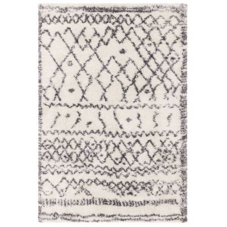 Tapis salon épais motifs berbères gris sur fond crème ALTOS Authentic