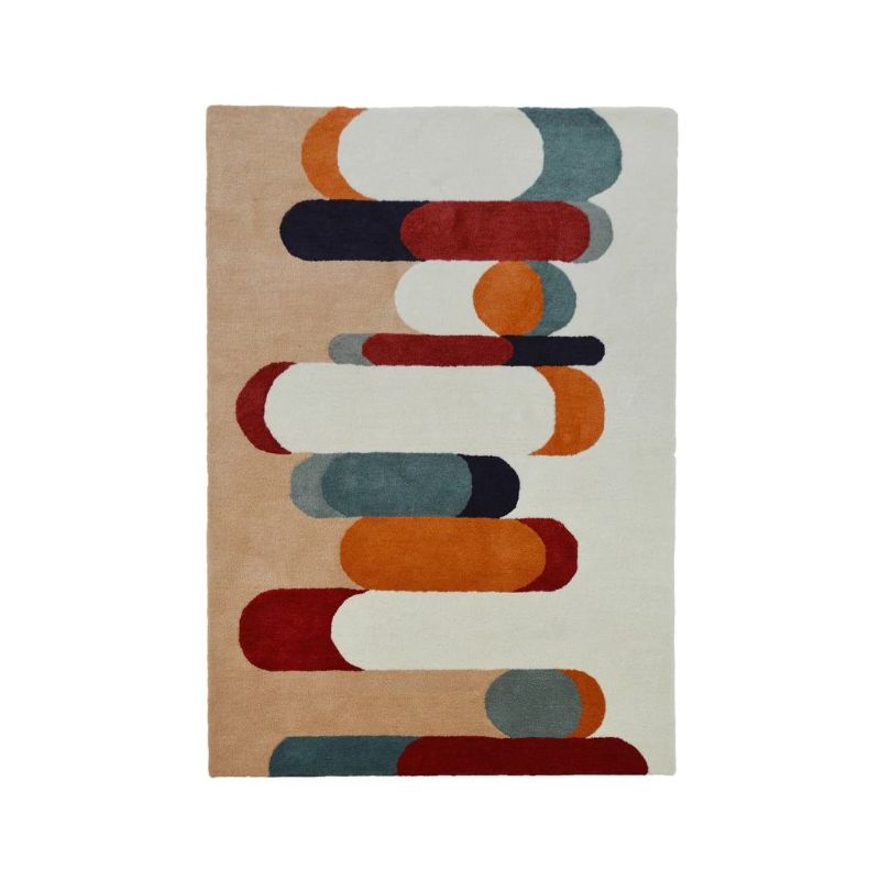 Tapis moderne en laine motifs Art Deco multicolore Sonate